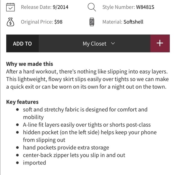 Lululemon Good to Go blockade black zip back skirt ?size - Picture 10 of 11